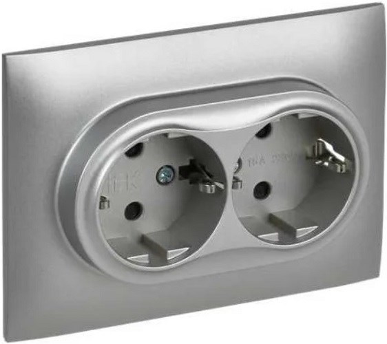 Розетка двухместная с заземлением в сборе IEK SK-R24-16-K23-F 1157177