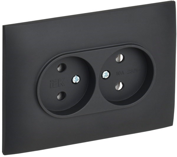 Розетка двухместная без заземления в сборе IEK SK-R20-10-K53-F 1157040