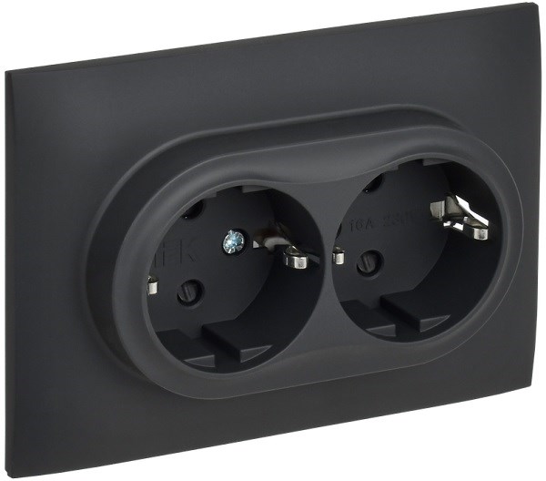 Розетка двухместная с заземлением в сборе IEK SK-R24-16-K53-F 1158010