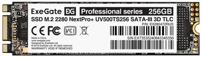 Накопитель SSD M.2 2280 Exegate NextPro+ UV500TS256 256 ГБ 1123996