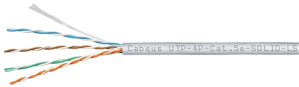 Кабель витая пара U/UTP 5e кат. 4 пары Cabeus UTP-4P-Cat.5e-SOLID-LSZH-GY 728726