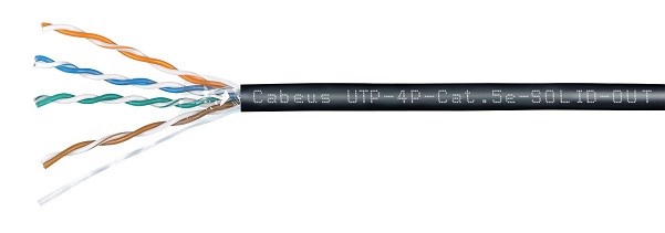 Кабель витая пара U/UTP 5e кат. 4 пары Cabeus UTP-4P-Cat.5e-SOLID-OUT-LSZH-UV 716483