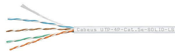 Кабель витая пара U/UTP 5e кат. 4 пары Cabeus UTP-4P-Cat.5e-SOLID-LSZH-WH 728730