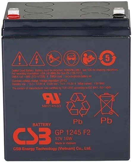 Аккумулятор  CSB GP1245 F2 (12V16W) CSB 1186578