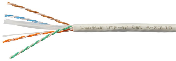 Кабель витая пара U/UTP 6 кат. 4 пары Cabeus UTP-4P-Cat.6-SOLID-LSLTx-GY 1037312