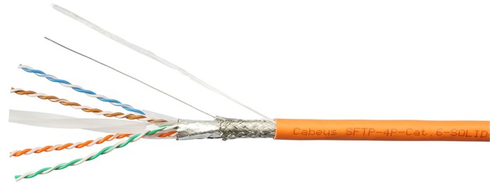 Кабель витая пара S/FTP 6 кат. 4 пары Cabeus SFTP-4P-Cat.6-SOLID-LSZH 515547