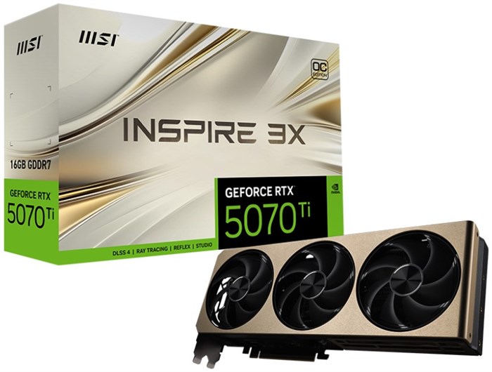 Видеокарта MSI GeForce RTX 5070 TI INSPIRE 3X OC (RTX 5070 Ti 16G INSPIRE 3X OC) 1224395