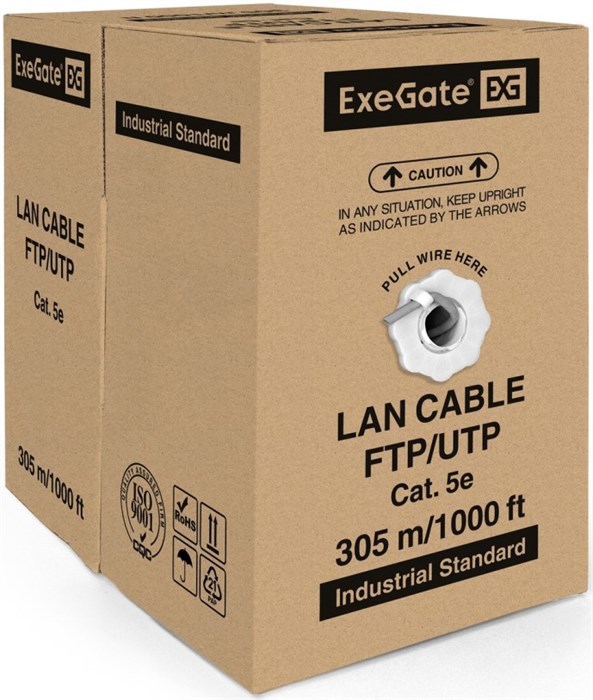 Кабель витая пара U/UTP 5 кат. 4 пары Exegate UTP4-C5e-CU-S24-IN-PVC-GY-305-FLUKE 926700