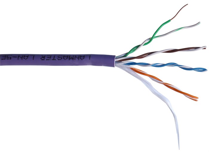 Кабель витая пара U/UTP 5 кат. 4 пары Lanmaster LAN-5EUTP-HFLT-VI 1192320