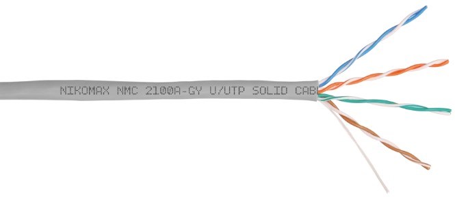 Кабель витая пара U/UTP 5e кат. 4 пары NikoMax NMC 2100A-GY 1140204