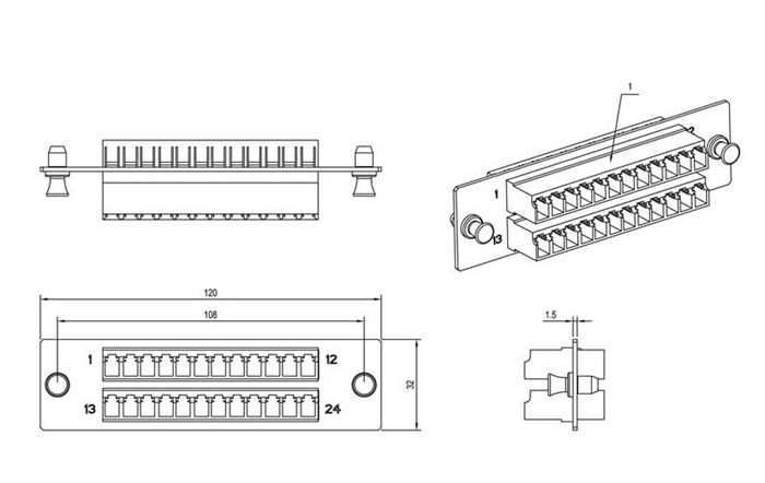 Панель  Hyperline FO-FPM-W120H32-24LC-BL 392032