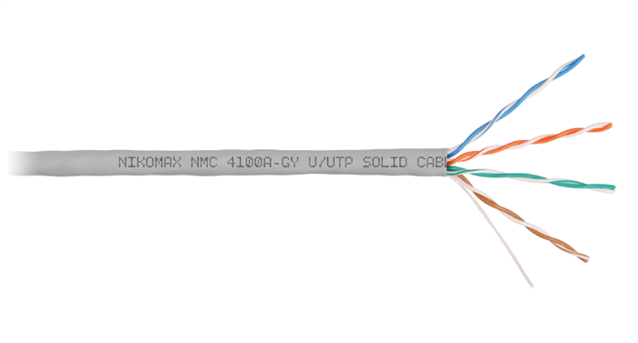 Кабель витая пара U/UTP 5e кат. 4 пары NikoMax NMC 4100A-GY 1093643