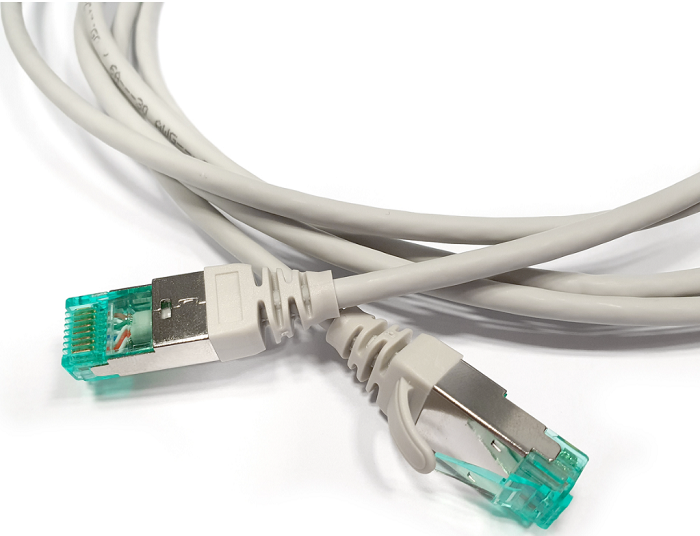 Кабель патч-корд S/FTP 6А кат. 1м Hyperline PC-LPT-SFTP-RJ45-RJ45-C6A-1M-LSZH-GY 854003