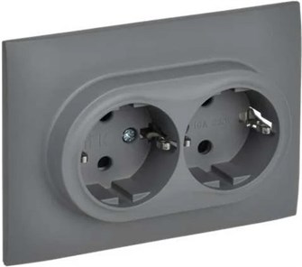 Розетка двухместная с заземлением в сборе IEK SK-R24-16-K03-F 1157262