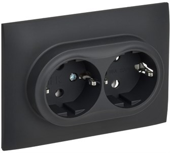 Розетка двухместная с заземлением в сборе IEK SK-R21-16-K53-F 1157049