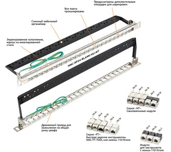 Патч-панель  NikoMax NMC-RP24-BLANK-HU-MT 396647