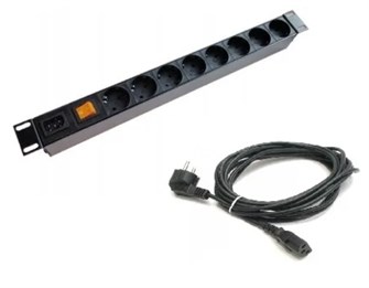 Блок розеток  QTECH QS-PDU-1U-16А-8Schuko-1C20 1092760