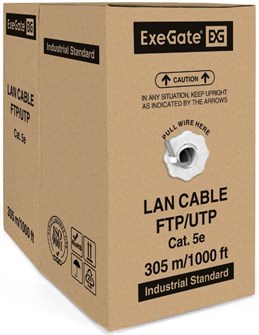 Кабель витая пара S/FTP 5e кат. 4 пары Exegate SFTP4-C5e-CU-S24-IN-PVC-GY-305 998860