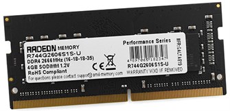 Модуль памяти SODIMM DDR4 4GB AMD R744G2606S1S-U 799532